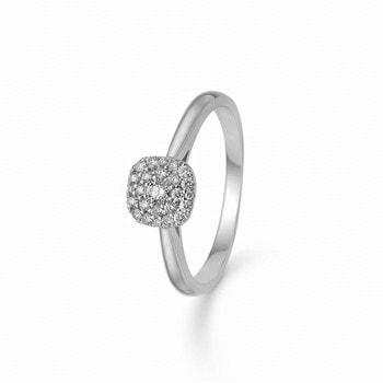 Fingerring i 14 karat hvidguld med roset af hvide brillianter