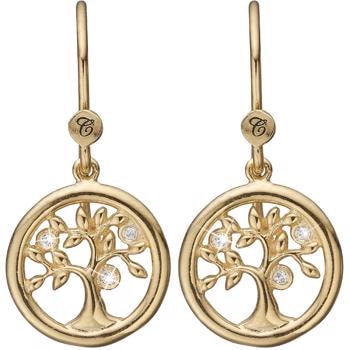 Christina Jewelry Sterling sølv Øreringe, Livets træ med forgyldt overflade, model 670-G81
