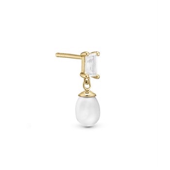 Pearl Baquette forgyldt sølv Ørestik fra Christina Jewelry