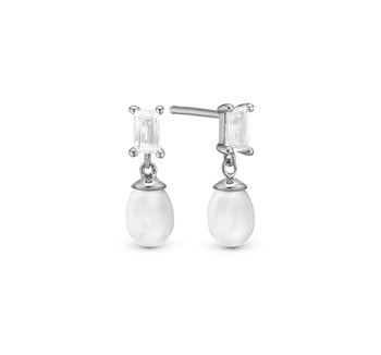 Pearl Baquette sølv Ørestikker fra Christina Jewelry