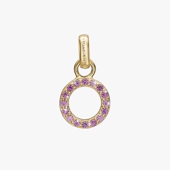 Pink CZ Circle vedhæng i forgyldt sølv fra Christina Jewelry