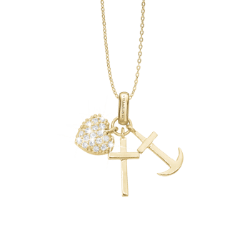 Faith Hope & Love vedhæng i forgyldt sølv fra Christina Jewelry