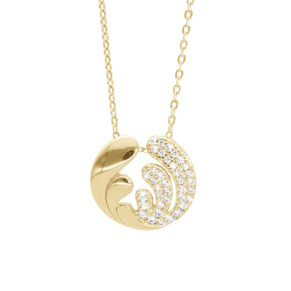 Ocean Splash vedhæng og halskæde i Forgyldt sterling sølv fra Christina Jewelry med en 70+20 cm kæde