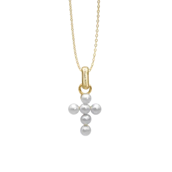 Pearl Cross  vedhæng og halskæde i Forgyldt sterling sølv fra Christina Jewelry med 40+15 cm halskæde