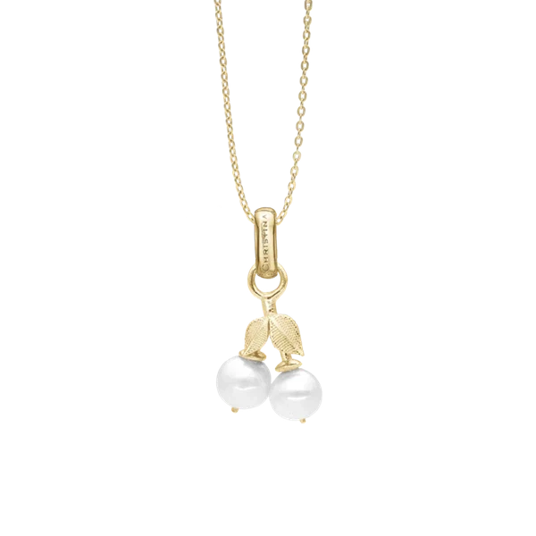 Pearl Cherries vedhæng og halskæde i Forgyldt sterling sølv fra Christina Jewelry med 40+15 cm halskæde