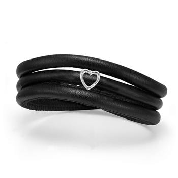 Smuk Guld Diamond Love kampagne 2021, læderarmbånd fra Christina med hvidguld hjerte med ægte diamant