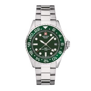Master Diver GMT stål quartz herre ur fra Swiss Alpine Military, 7052.1134SAM