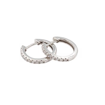 Knæk creol 14 karat hvidguld med 0,10ct brillant 12,5 x 1,5 mm, fra L&G