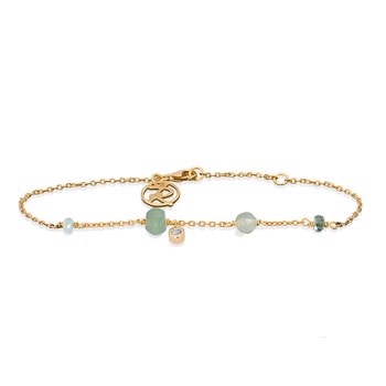 Rabinovich MINETTA forgyldt sterling sølv armbånd med Zirkonia, Grøn Aventurin, Turmalin kvarts, Grøn kvarts og Aquamarine