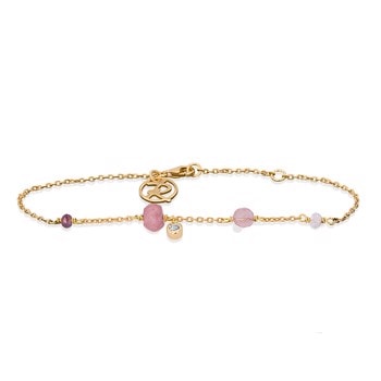 Rabinovich MINETTA forgyldt sterling sølv armbånd med Rhodocrosit, Cherry kvarts, Rosenkvarts og Granat