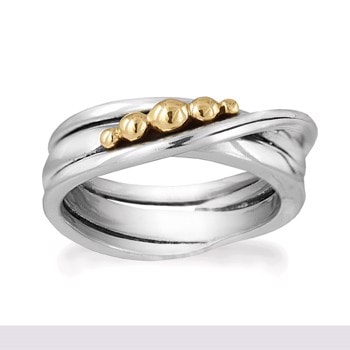 Rabinovich Sterling sølv fingerring, Golden Bubbles med