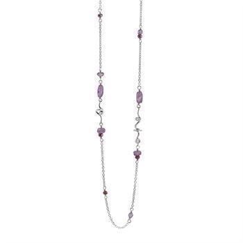 Rabinovich Sterling sølv halskæde, Colorful Twist med Ametyst, granat og zirkonia