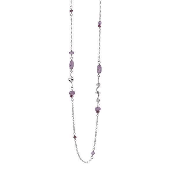 Rabinovich Sterling sølv halskæde, Colorful Twist med Ametyst, granat og zirkonia
