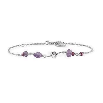 Rabinovich Sterling sølv armbånd, Colorful Twist med Ametyst, granat og zirkonia
