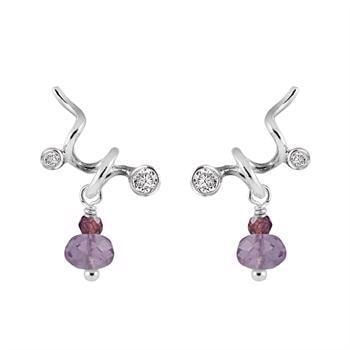Rabinovich Sterling sølv øreringe, Colorful Twist med Ametyst, granat og zirkonia