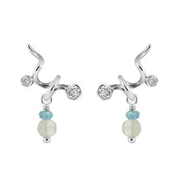 Rabinovich Sterling sølv øreringe, Colorful Twist med Aquamarin, Apetit og zirkonia