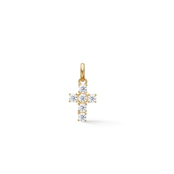Model 7466/08, Guldvedhæng - kors med zirkonia - 8 kt. fra Guld & Sølv Design <br><br>mål:  hos Guldsmykket.dk