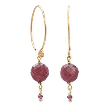 Rabinovich forgyldt sterling sølv øreringe, Lovely med Ruby Jade/Granat