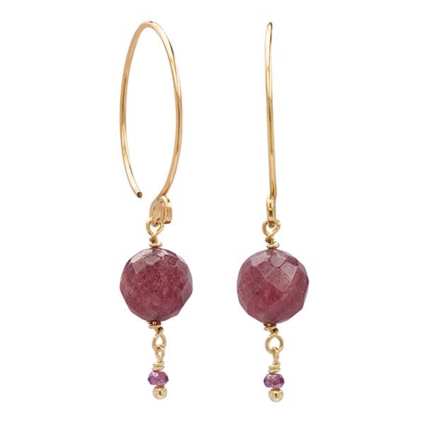Rabinovich forgyldt sterling sølv øreringe, Lovely med Ruby Jade/Granat