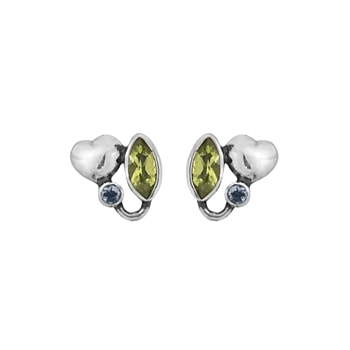 Rabinovich Sterling sølv øreringe, Tinted Heart med peridot/topas