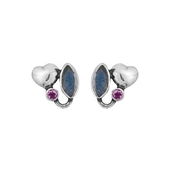 Rabinovich Sterling sølv øreringe, Tinted Heart med Topas/amethyst