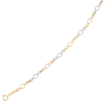 Smukt 14 kt. rød-og hvidgulds armbånd med ovale led i skiftevis rød og hvid guld. fra Støvring Design