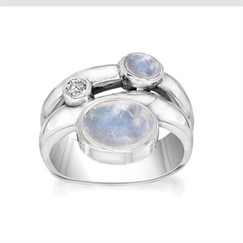 Rabinovich Sterling sølv fingerring, Casual med Månesten/topas