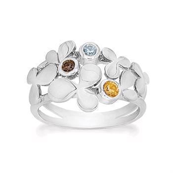 Rabinovich Sterling sølv fingerring, Trio med citrin, røgkvarts og topas