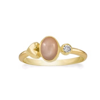 Rabinovich Peachy Love, Guld 14 karat fingerring med månesten og topas