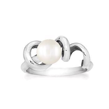 Rabinovich Sterling sølv fingerring, Soft Line med ferskvandsperle