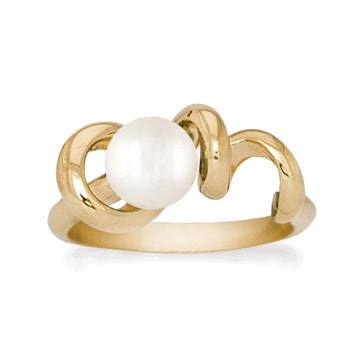 Rabinovich forgyldt sterling sølv fingerring, Soft Line med ferskvandsperle