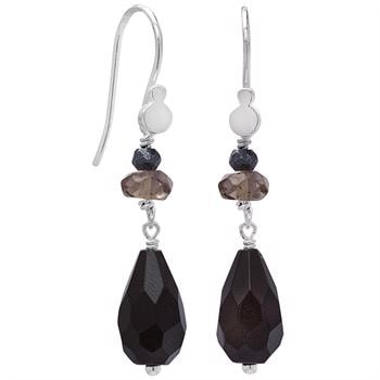 Rabinovich Sterling sølv øreringe, Design 766 med onyx/kvarts/hæmatit