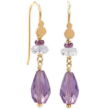 Rabinovich forgyldt sterling sølv øreringe, Design 766 med amethyst/granat/aquamarin
