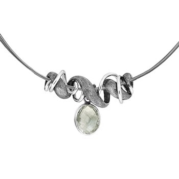 Rabinovich Classy Curl oxideret sterling sølv halskæde med Prasiolit