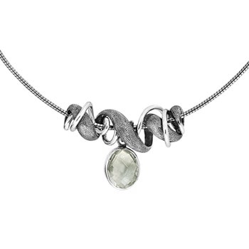 Rabinovich Classy Curl oxideret sterling sølv halskæde med Prasiolit