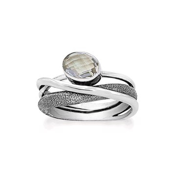 Rabinovich Classy Curl oxideret sterling sølv fingerring med Prasiolit