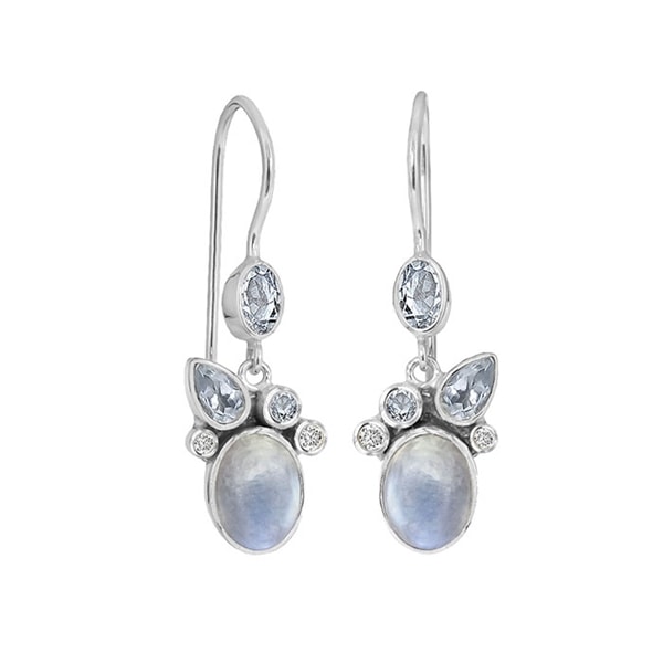 Rabinovich Blue Moon sterling sølv øreringe med Rainbow månesten, sky blue topas og zirkonia