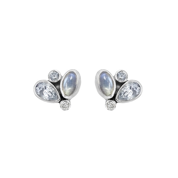 Rabinovich Blue Moon sterling sølv øreringe med Rainbow månesten, sky blue topas og zirkonia