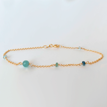 Rabinovich HORIZON 14 kt. guld armbånd med Aquamarin, Smaragd og Safir