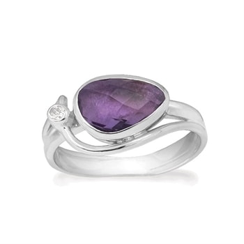 Rabinovich Breezy sterling sølv fingerring med Amethyst og topas