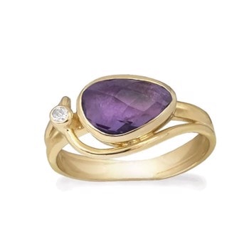 Rabinovich Breezy forgyldt sterling sølv fingerring med Amethyst og topas