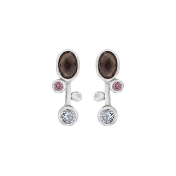 Rabinovich Glam  sterling sølv øreringe med Røgkvarts, Sky Blue Topas, turmalin og topas