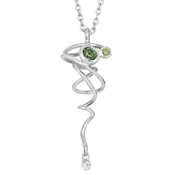 Rabinovich Curlicue  sterling sølv vedhæng med Kvarts, peridot og topas