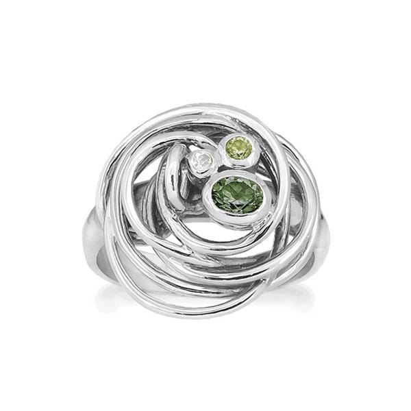 Rabinovich Curlicue sterling sølv fingerring med Kvarts, peridot og topas