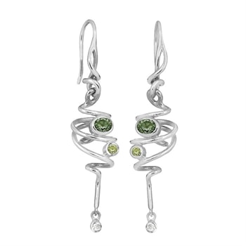Rabinovich Curlicue  sterling sølv øreringe med Kvarts, peridot og topas