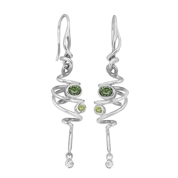 Rabinovich Curlicue  sterling sølv øreringe med Kvarts, peridot og topas