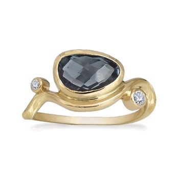 Rabinovich Evening Star 14 kt. guld fingerring med London Blue Topas og Sky Blue Topas