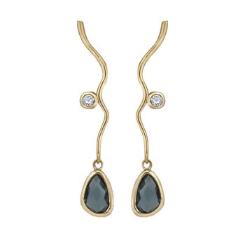Rabinovich Evening Star 14 kt. guld øreringe med London Blue Topas og Sky Blue Topas