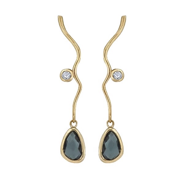 Rabinovich Evening Star 14 kt. guld øreringe med London Blue Topas og Sky Blue Topas