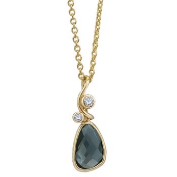Rabinovich Evening Star 14 kt. guld vedhæng med London Blue Topas og Sky Blue Topas